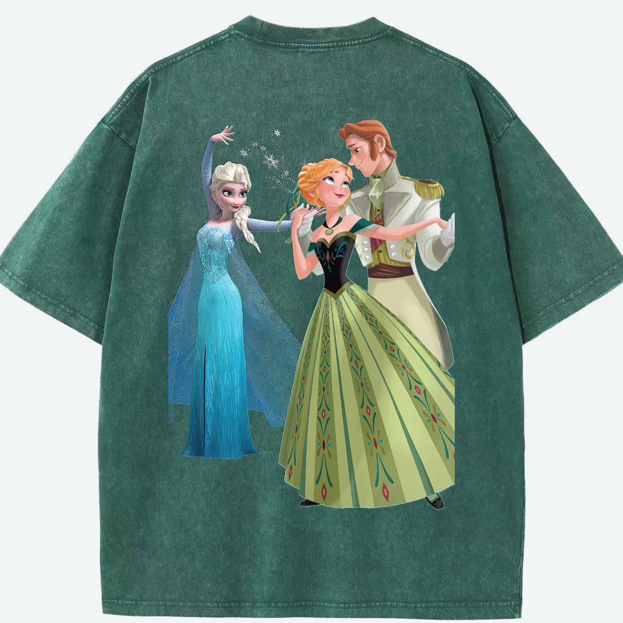 （画像用） アナと雪の女王 アンナ エルサ Frozen Anna Elsa 綿100% ヴィンテージ風 半袖Tシャツ（背面プリント）